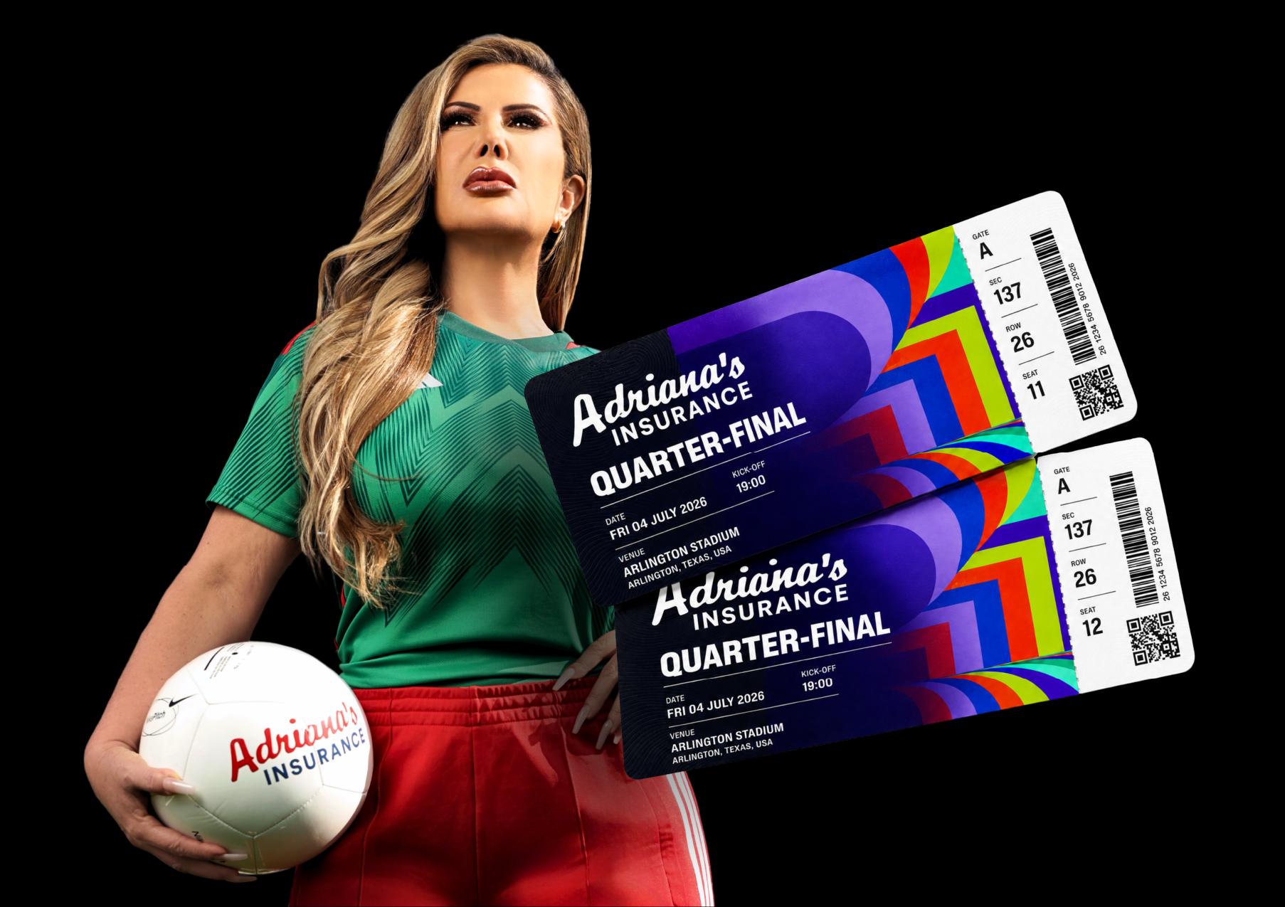 Adriana holding Quarter-Final tickets